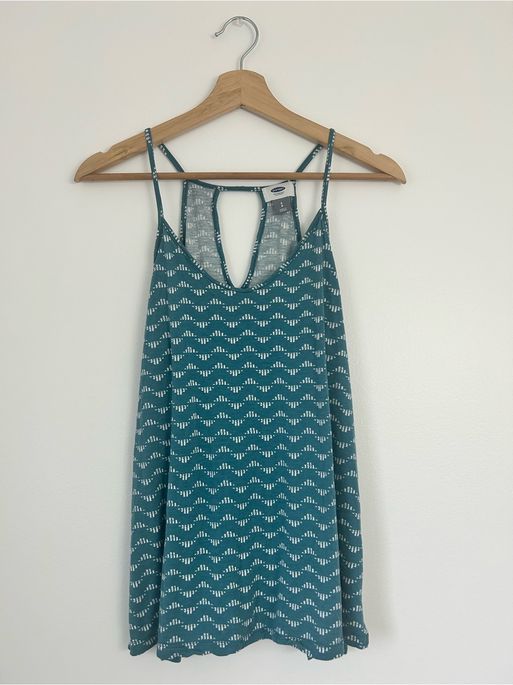 Old Navy Teal Patterned Lightweight Key Hole Back Tank Top